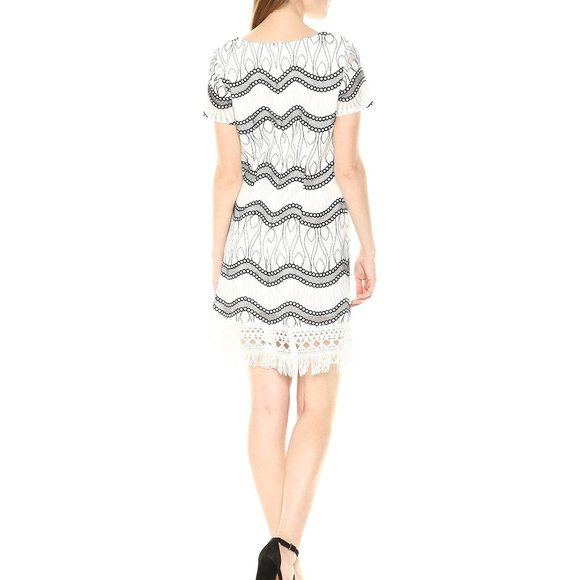 NWT Nicole Miller | Embroidered Lace Shift Dress - Picture 2 of 7